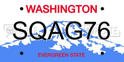 SQAG76 Washington License Plate