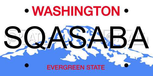SQASABA Washington License Plate