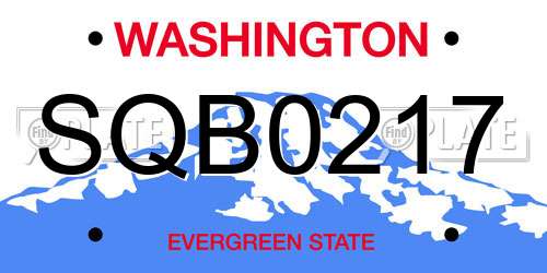 SQB0217 Washington License Plate
