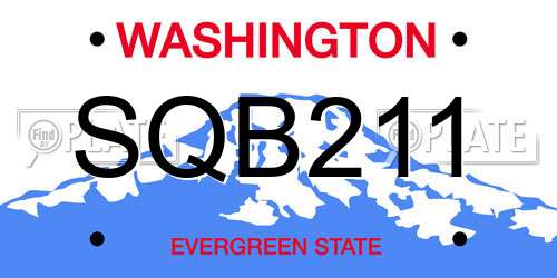 SQB211 Washington License Plate