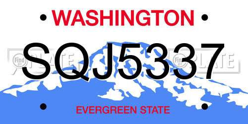 SQJ5337 Washington License Plate