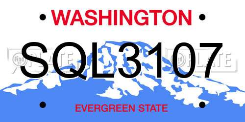 SQL3107 Washington License Plate