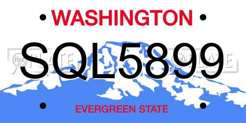 SQL5899 Washington License Plate