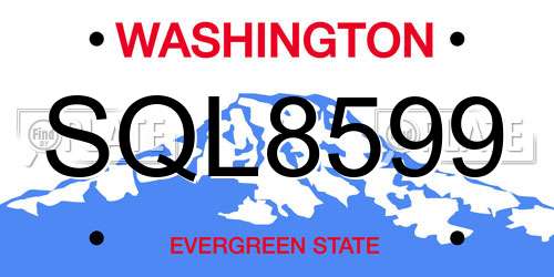 SQL8599 Washington License Plate