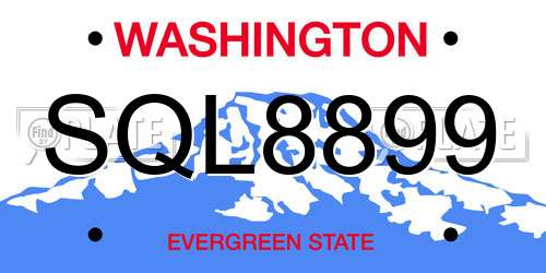 SQL8899 Washington License Plate
