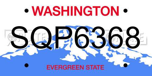 SQP6368 Washington License Plate