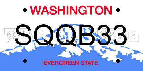 SQQB33 Washington License Plate