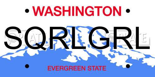 SQRLGRL Washington License Plate