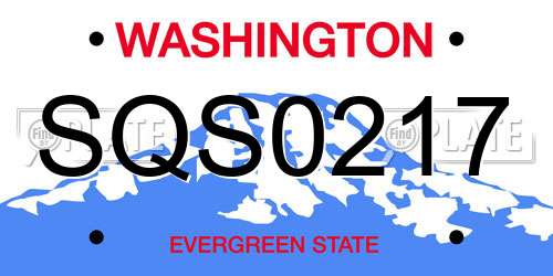 SQS0217 Washington License Plate