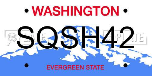 SQSH42 Washington License Plate