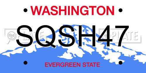 SQSH47 Washington License Plate