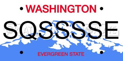 SQSSSSE Washington License Plate