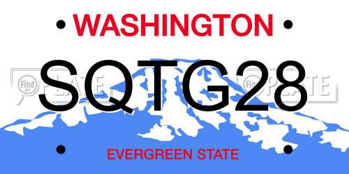 SQTG28 Washington License Plate