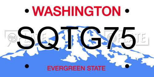 SQTG75 Washington License Plate