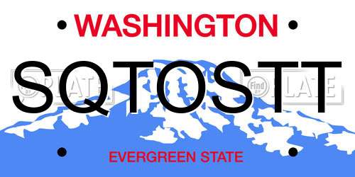 SQTOSTT Washington License Plate