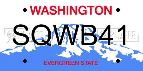 SQWB41 Washington License Plate