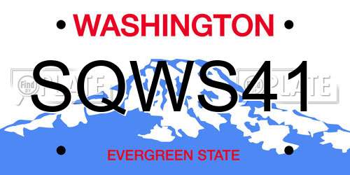 SQWS41 Washington License Plate