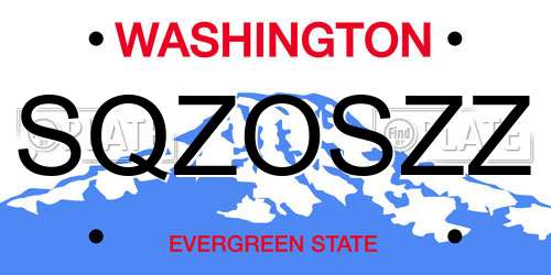 SQZOSZZ Washington License Plate