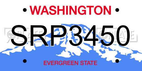 SRP3450 Washington License Plate