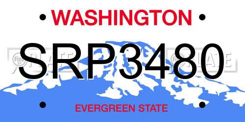 SRP3480 Washington License Plate