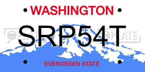 SRP54T Washington License Plate