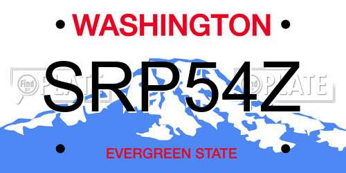 SRP54Z Washington License Plate