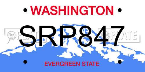 SRP847 Washington License Plate