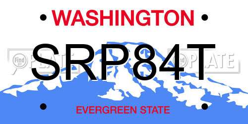 SRP84T Washington License Plate