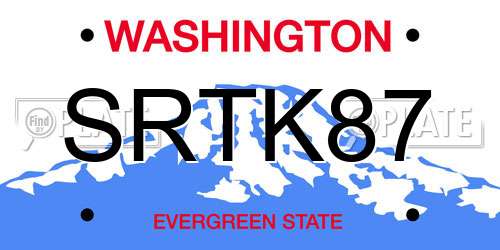 SRTK87 Washington License Plate