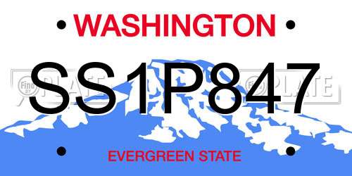 SS1P847 Washington License Plate