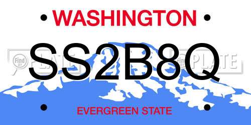 SS2B8Q Washington License Plate