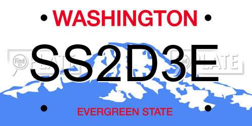 SS2D3E Washington License Plate
