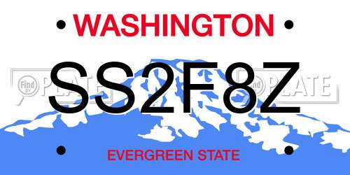 SS2F8Z Washington License Plate