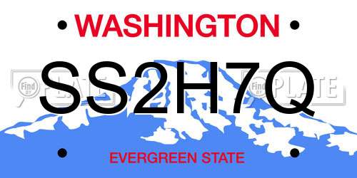 SS2H7Q Washington License Plate