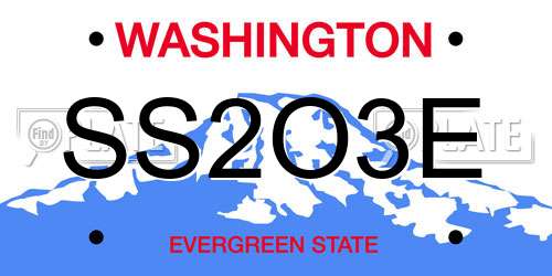 SS2O3E Washington License Plate