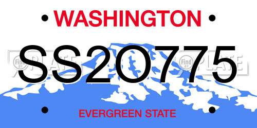SS2O775 Washington License Plate