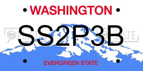 SS2P3B Washington License Plate
