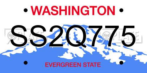 SS2Q775 Washington License Plate