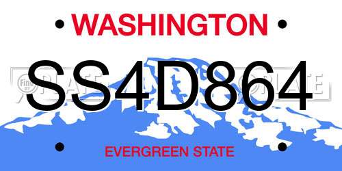 SS4D864 Washington License Plate
