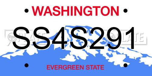 SS4S291 Washington License Plate