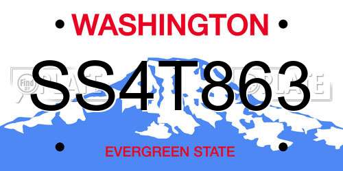SS4T863 Washington License Plate