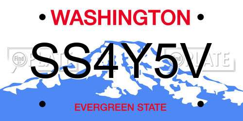 SS4Y5V Washington License Plate