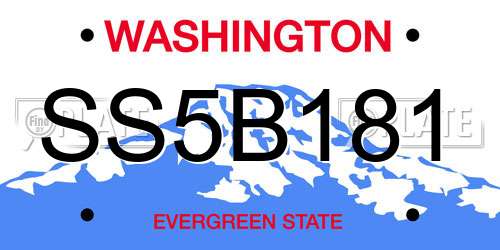 SS5B181 Washington License Plate
