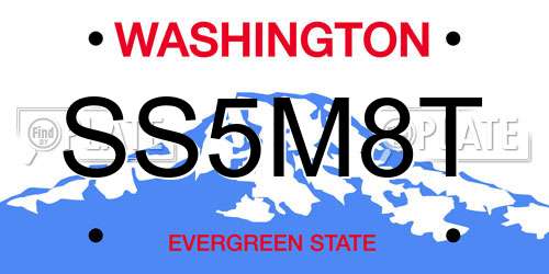 SS5M8T Washington License Plate