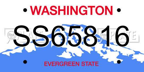 SS65816 Washington License Plate