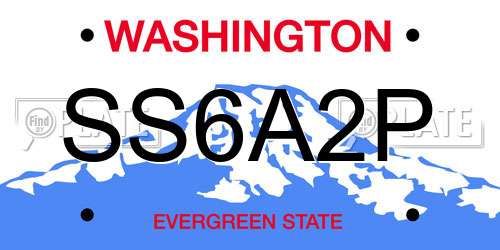 SS6A2P Washington License Plate