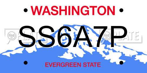 SS6A7P Washington License Plate