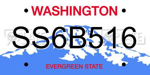 SS6B516 Washington License Plate