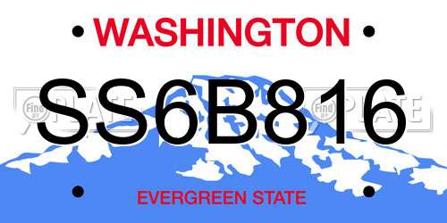 SS6B816 Washington License Plate