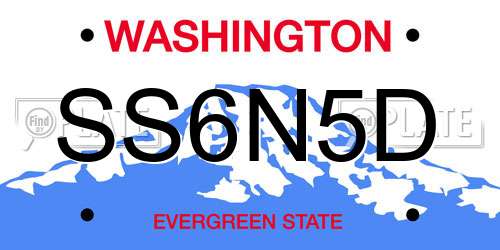 SS6N5D Washington License Plate